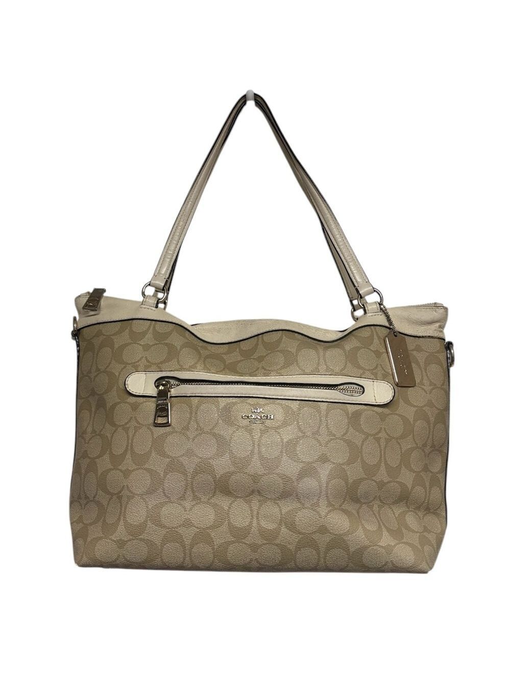 Coach Signature Tyler tote white tan shoulder bag purse 2016 clean authentic GUC